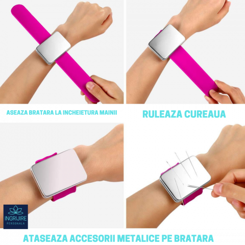 Bratara Magnetica din Silicon pentru frizerie, roz intens [2]