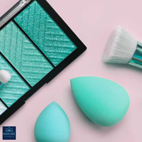 Burete ergonomic si stativ pentru aplicare make-up si creme, verde [12]