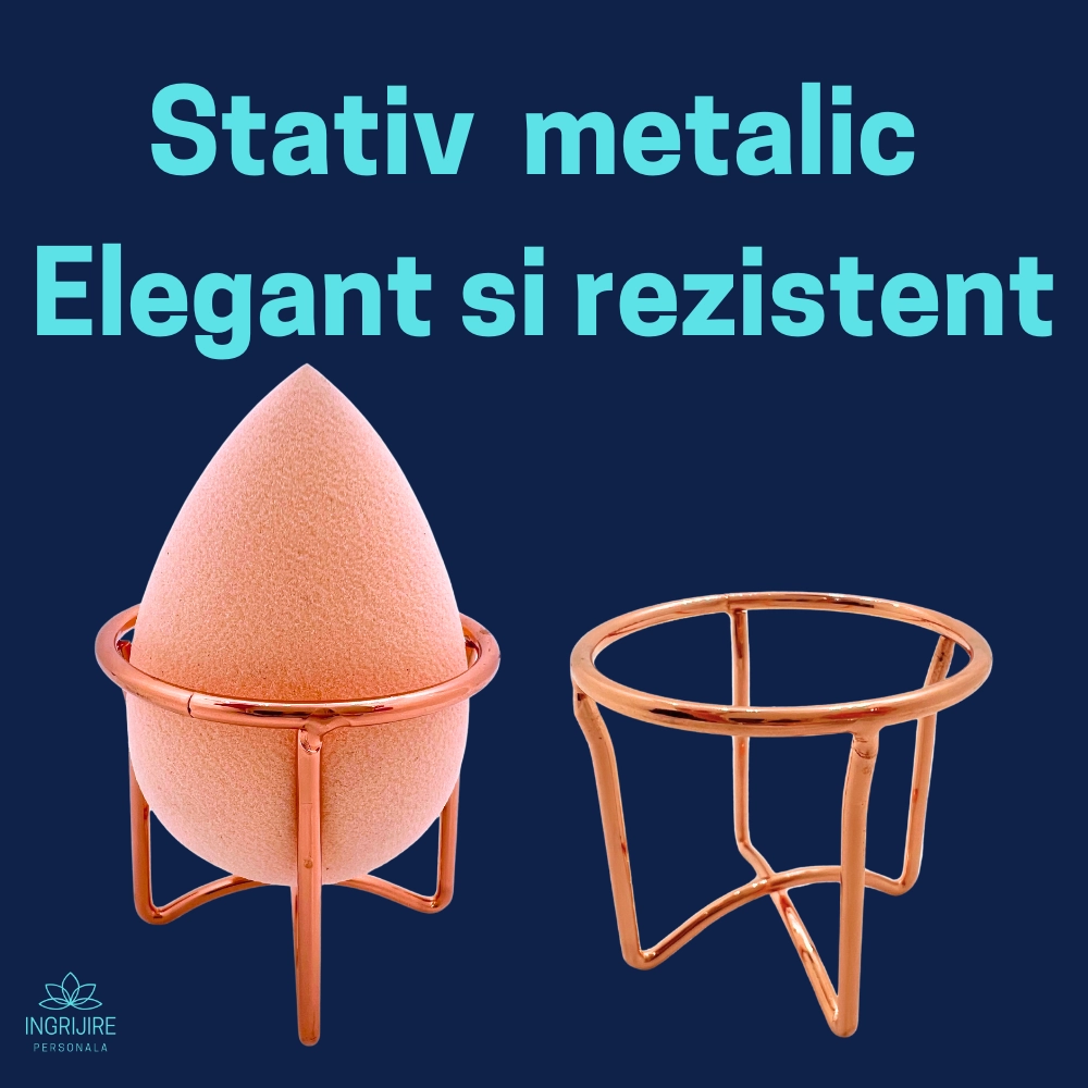 Burete ergonomic si stativ pentru aplicare make-up si creme, beige [6]