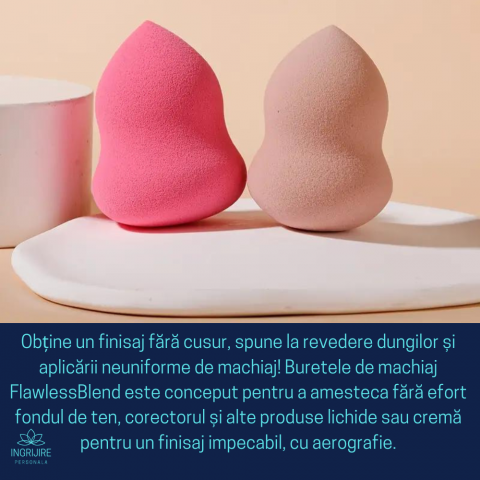 Burete ergonomic si stativ pentru aplicare make-up si creme, roz [7]
