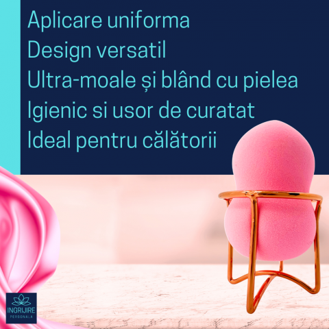 Burete ergonomic si stativ pentru aplicare make-up si creme, roz [2]