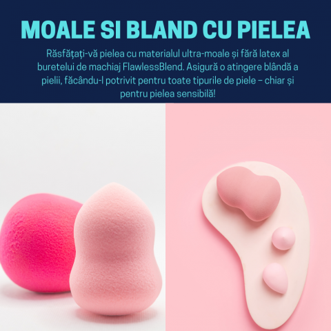 Burete ergonomic si stativ pentru aplicare make-up si creme, roz [9]