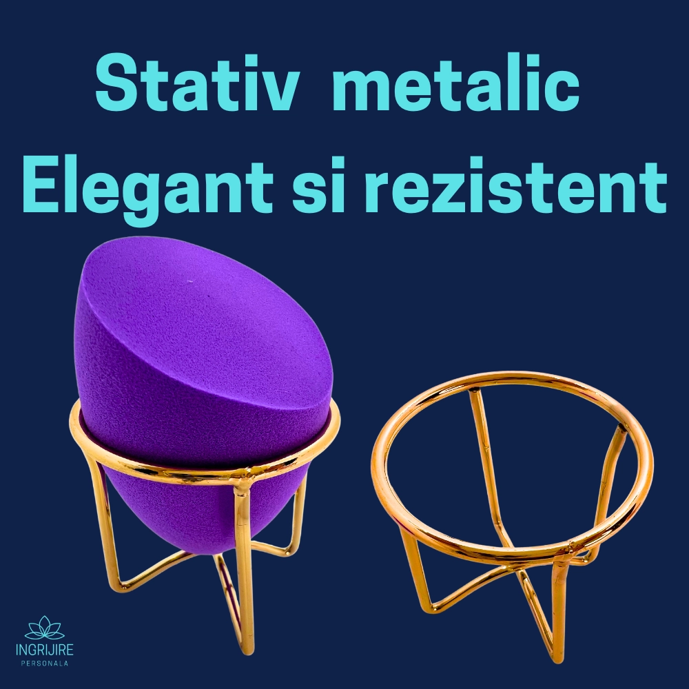 Burete ergonomic si stativ pentru aplicare make-up si creme, mov [6]