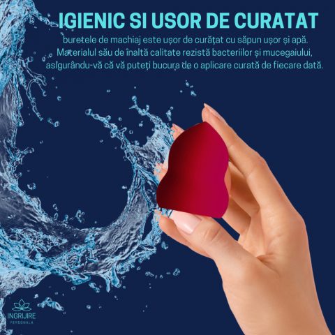 Burete ergonomic si stativ pentru aplicare make-up si creme, rosu [8]