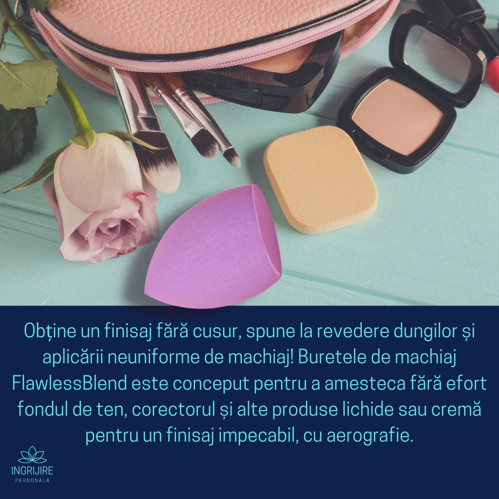 Burete ergonomic si stativ pentru aplicare make-up si creme, mov deschis [2]