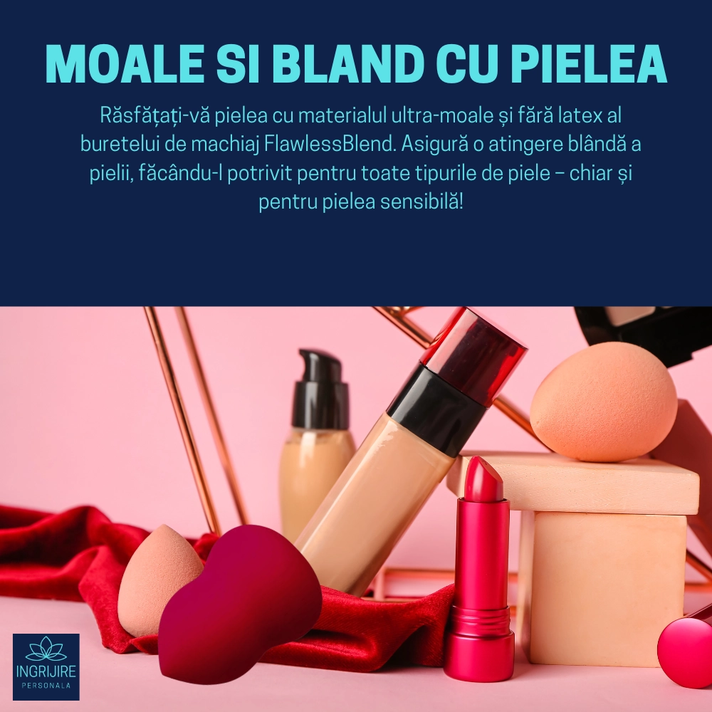 Burete ergonomic si stativ pentru aplicare make-up si creme, rosu [3]
