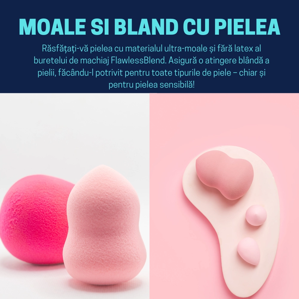 Burete ergonomic si stativ pentru aplicare make-up si creme, roz [2]