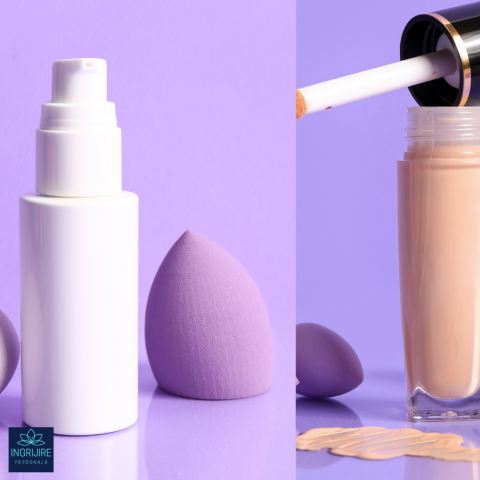 Burete ergonomic si stativ pentru aplicare make-up si creme, mov deschis [8]