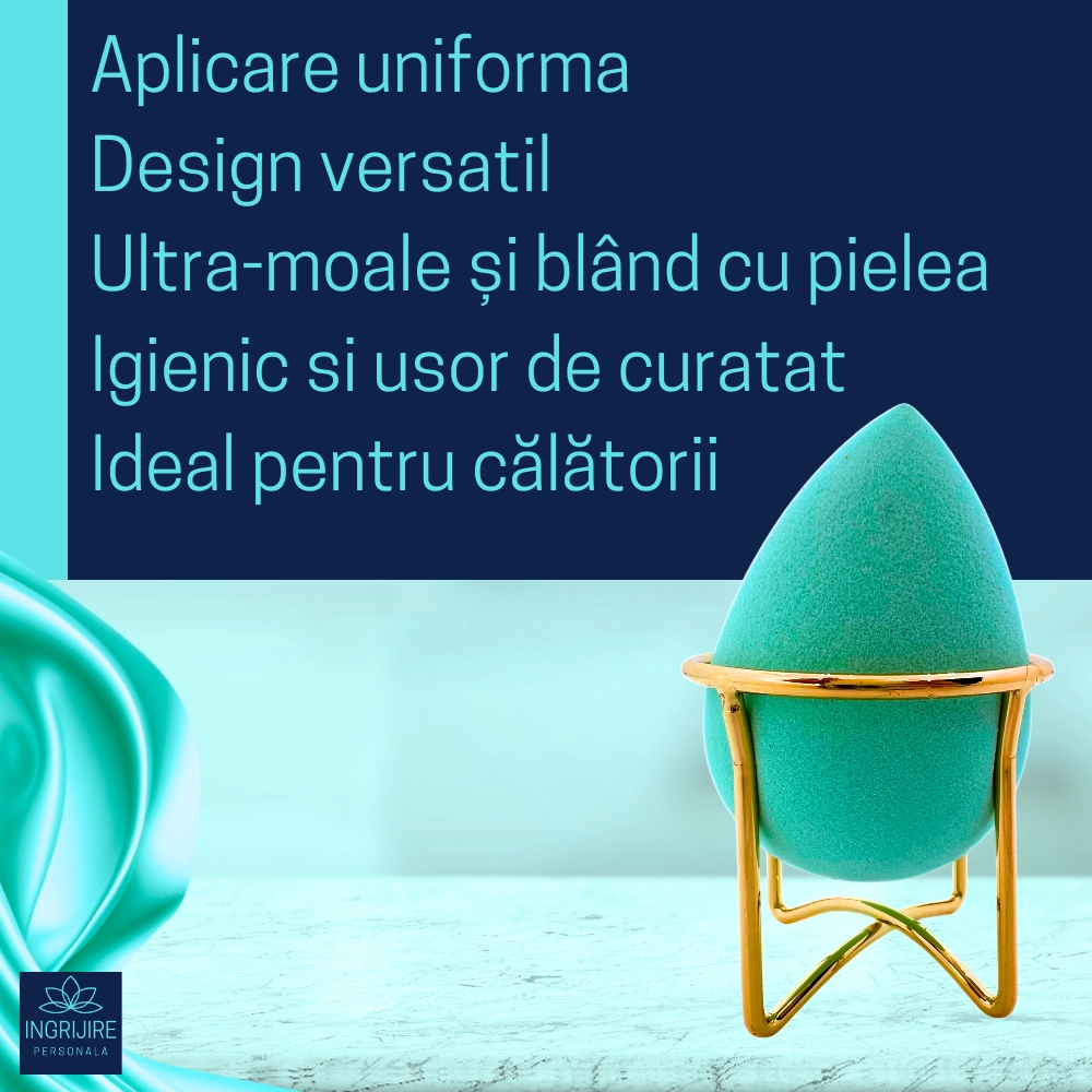 Burete ergonomic si stativ pentru aplicare make-up si creme, verde [6]