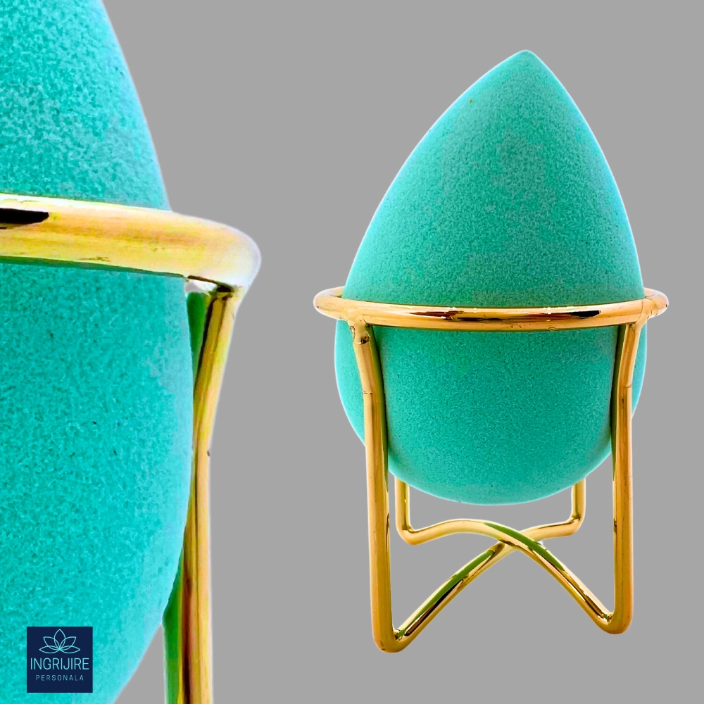 Burete ergonomic si stativ pentru aplicare make-up si creme, verde [1]