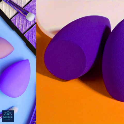 Burete ergonomic si stativ pentru aplicare make-up si creme, mov [11]
