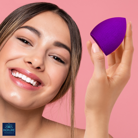 Burete ergonomic si stativ pentru aplicare make-up si creme, mov [5]