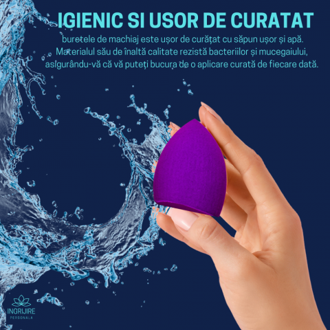 Burete ergonomic si stativ pentru aplicare make-up si creme, mov [9]