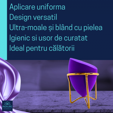 Burete ergonomic si stativ pentru aplicare make-up si creme, mov [1]