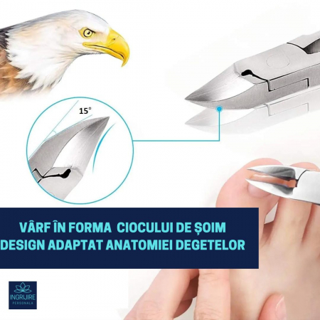 Cleste mini pentru unghii dure  - otel - falci curbate si ascutite [10]