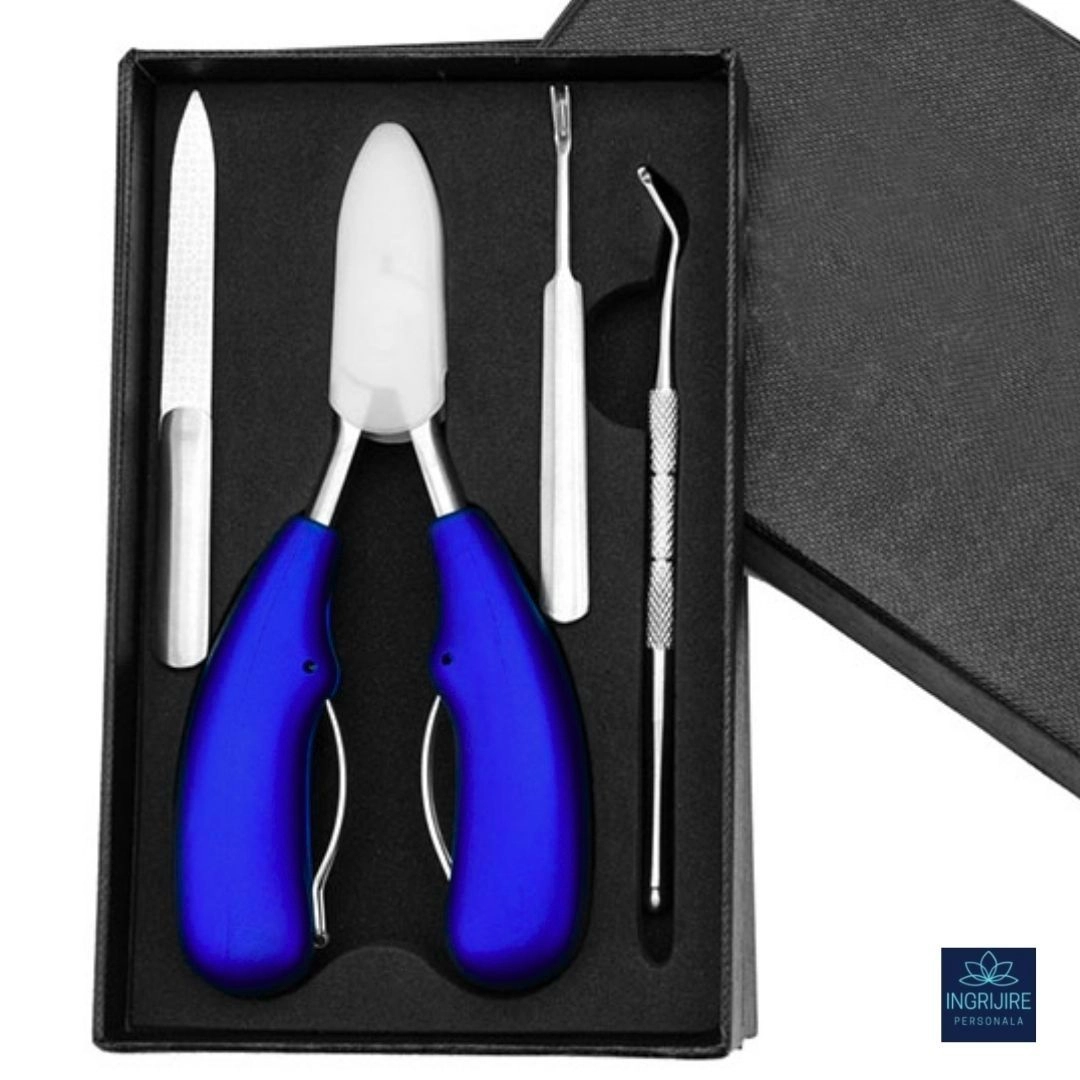 Unghiere si clesti - Cleste pedichiura albastru, pila si instrumente pentru unghii dure