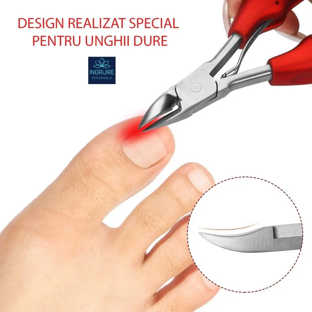 Cleste pedichiura rosu, pila si instrumente pentru unghii dure [8]