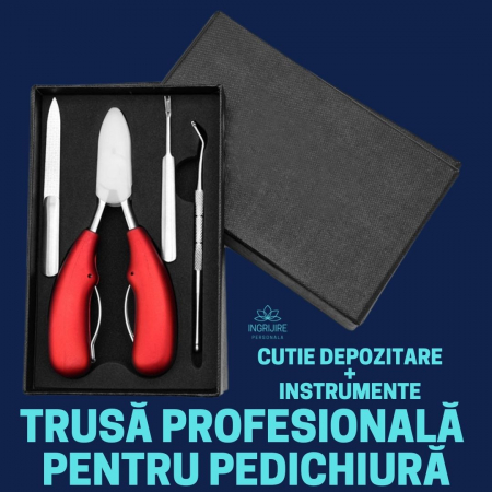 Cleste pedichiura rosu, pila si instrumente pentru unghii dure [1]