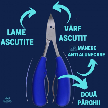 Cleste pedichiura albastru, pila si instrumente pentru unghii dure [2]