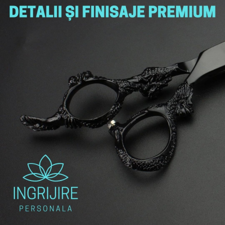 Set de 2 foarfece de tuns 6'', otel japonez, Matte black [9]