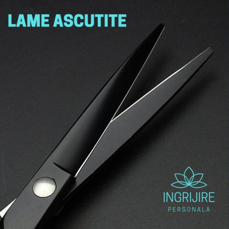 Set de 2 foarfece de tuns 6'', otel japonez, Matte black [6]
