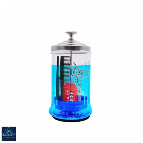 Accesorii frizerie - Barbicide, recipient din sticla pentru dezinfectarea instrumentelor 1000ml