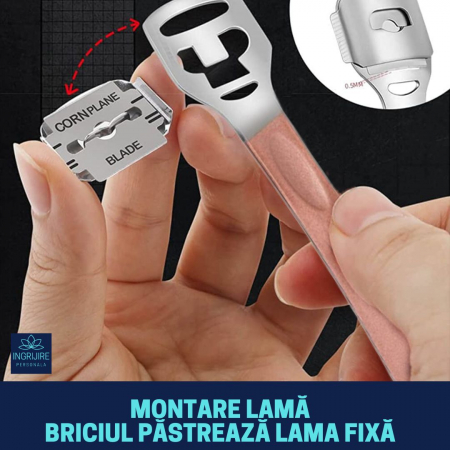 Instrument pentru curatarea calcaielor, calusuri, cu lama interschimbabila, otel inoxidabil [4]