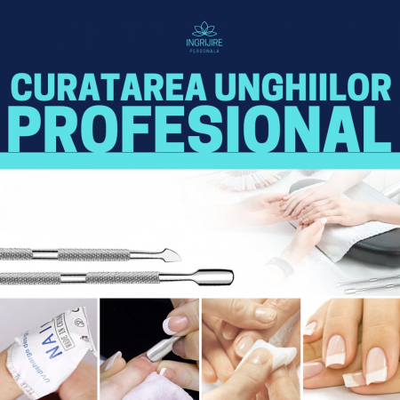 Instrument pentru impingere cuticule si curatare, cu doua capete varf drept/inclinat [5]