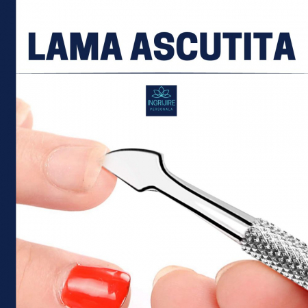 Instrument pentru impingere cuticule si curatare, cu doua capete varf drept/inclinat [1]
