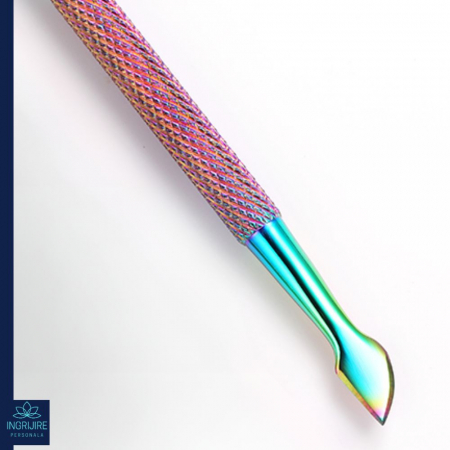 Instrument pentru impingere cuticule si curatare, cu doua capete varf drept/inclinat multicolor [15]