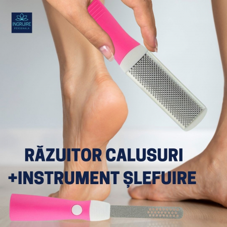 Instrument pentru indepartarea calusurilor cu lama interschimbabila, razuitor si pila, otel inoxidabil [6]