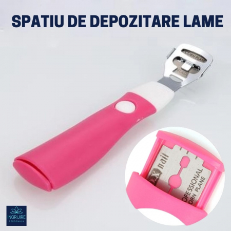 Instrument pentru indepartarea calusurilor cu lama interschimbabila, razuitor si pila, otel inoxidabil [9]