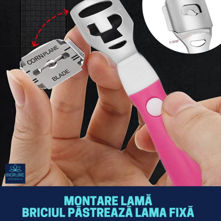 Instrument pentru indepartarea calusurilor cu lama interschimbabila, razuitor si pila, otel inoxidabil [10]
