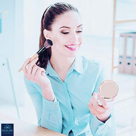 Oglinda de poseta, cristal decorativ champagne, auriu, 7 cm, lupa x3, [10]