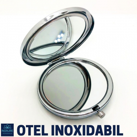 Oglinda de poseta, cristal decorativ lemon , 7 cm, lupa x3, otel inoxidabil [2]