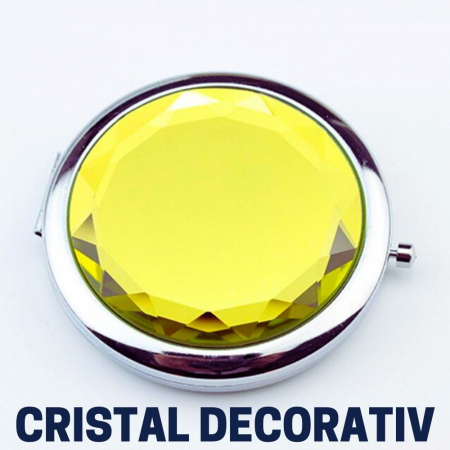 Oglinda de poseta, cristal decorativ lemon , 7 cm, lupa x3, otel inoxidabil [11]