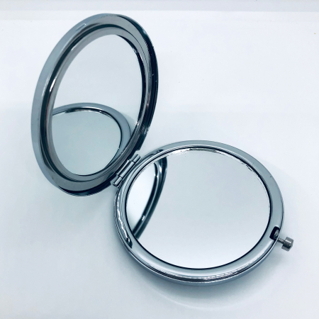 Oglinda de poseta, cristal decorativ verde, 7 cm, lupa x3, otel inoxidabil [4]