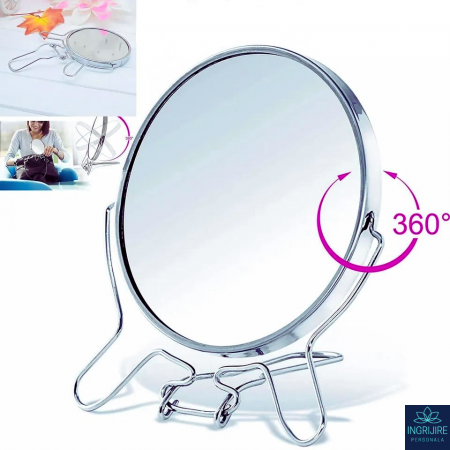 Oglinda makeup, 10 cm, lupa x4, otel inoxidabil [2]