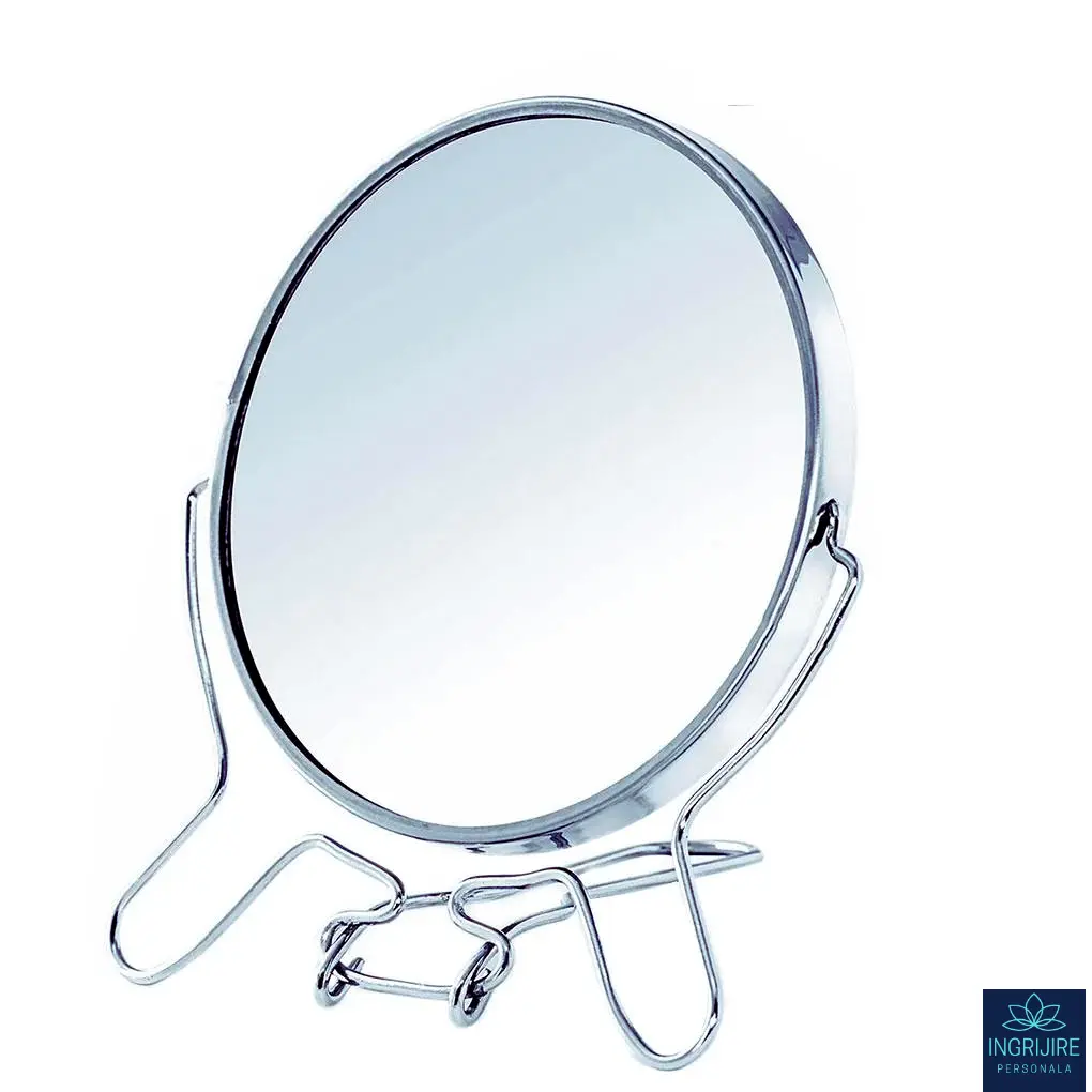 Oglinzi cosmetice - Oglinda makeup, 10 cm, lupa x4, otel inoxidabil