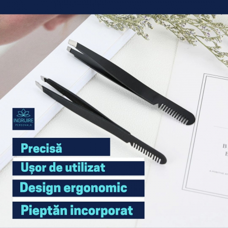Penseta multifunctionala cu pieptan pentru cosmetizarea sprancenelor [2]
