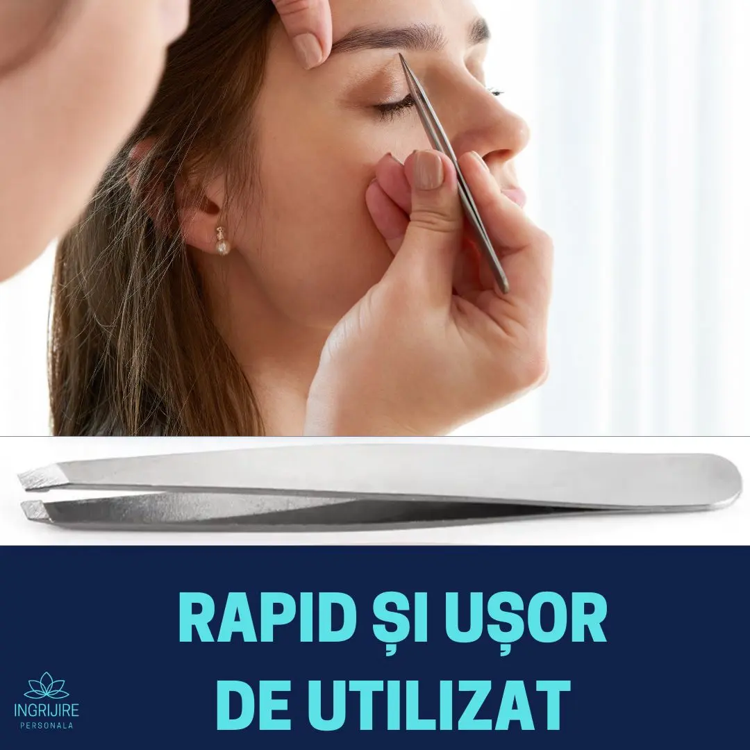 Penseta pentru sprancene - varf drept, otel inoxidabil [3]
