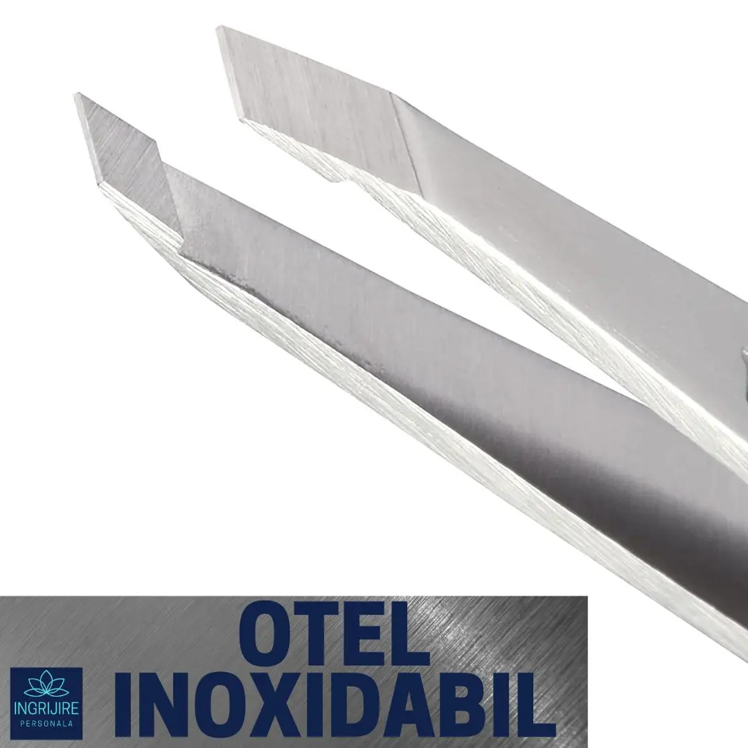 Penseta pentru sprancene - varf drept, otel inoxidabil [4]