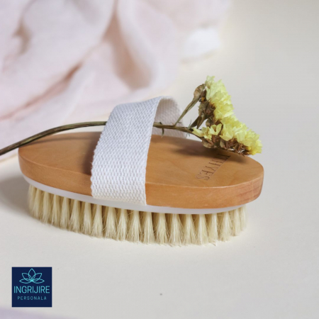 Perie de baie din lemn de bambus cu bulbi pentru masaj si exfoliere, rezistenta la apa [12]
