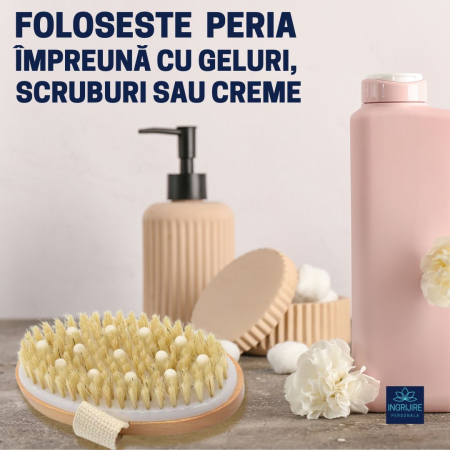 Perie de baie din lemn de bambus cu bulbi pentru masaj si exfoliere, rezistenta la apa [17]