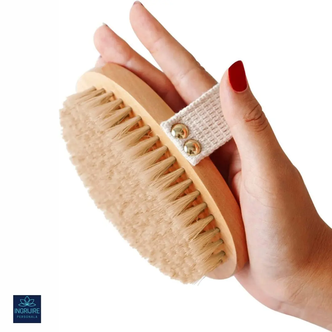 Perie de baie din lemn, maner detasabil, peri din nylon baretă anti-alunecare [7]