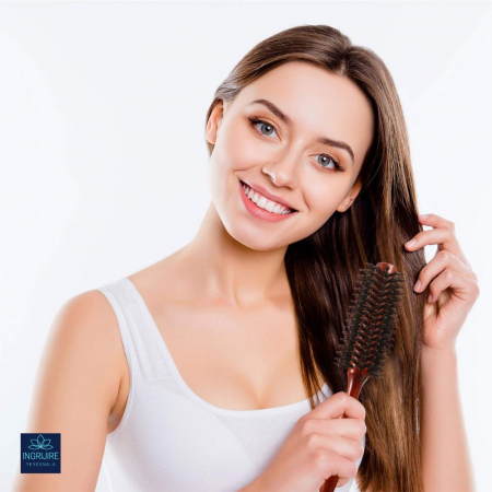 Perie de par circulara, maner hexagonal din lemn, termorezistenta [12]