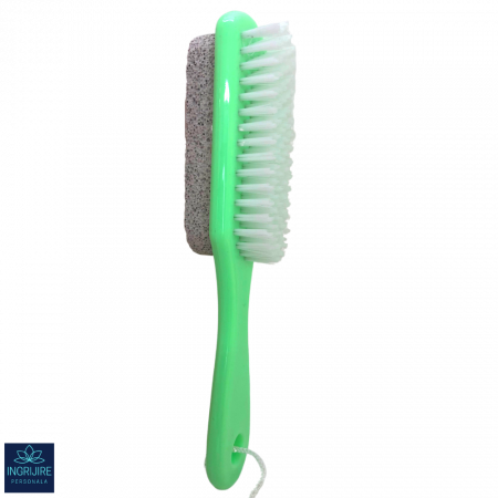 Pile cosmetice - Perie dubla cu piatra ponce si maner din plastic