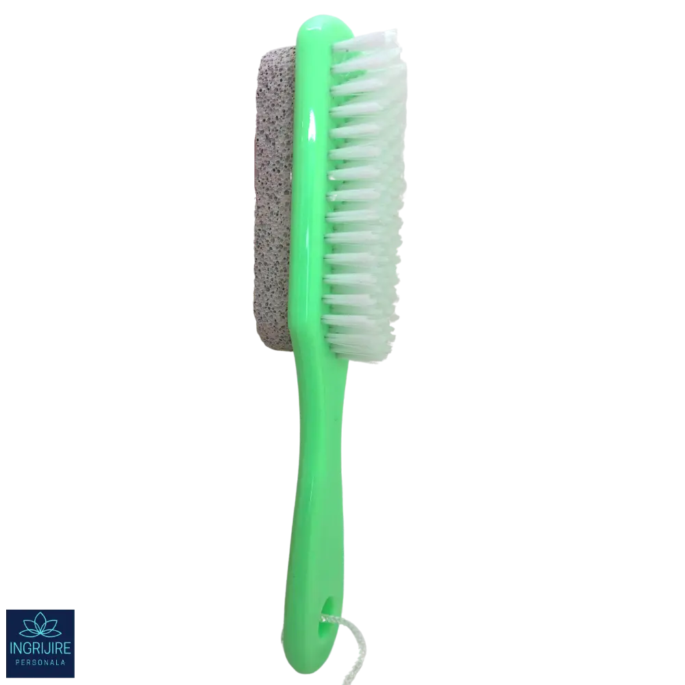 Pile cosmetice - Perie dubla cu piatra ponce si maner din plastic