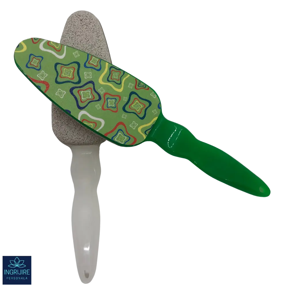 Perie dubla cu piatra ponce si pila, maner de plastic [1]