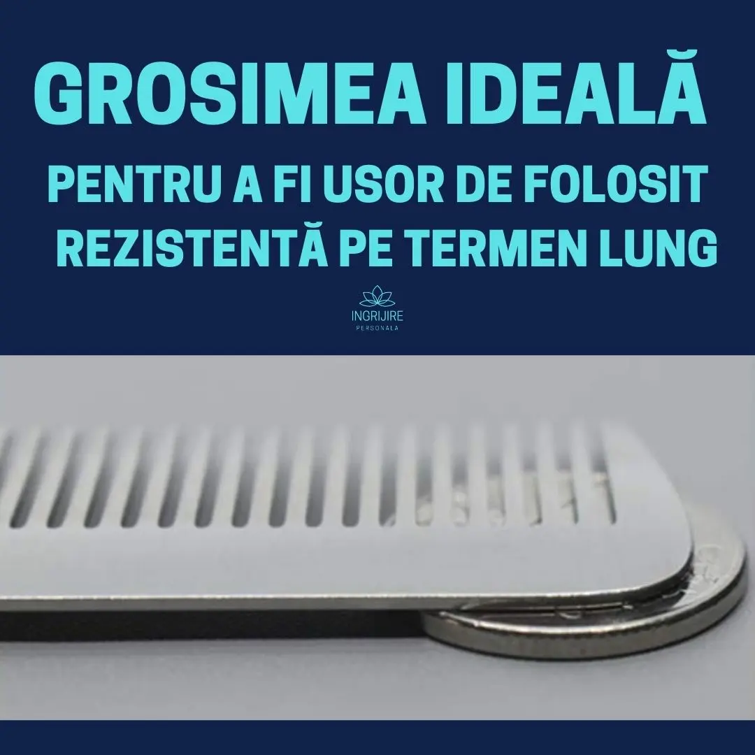 Pieptan cu maner pentru frizerie, otel inoxidabil [5]
